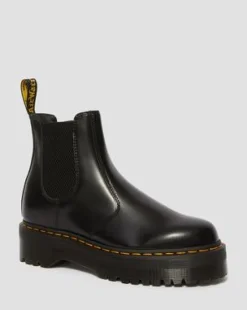2976 Quad Smooth Leren Platform Chelsea Boots in Zwart