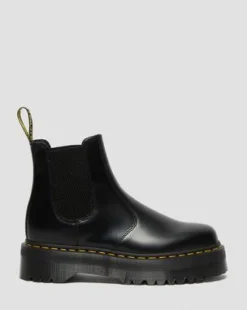 2976 Quad Smooth Leren Platform Chelsea Boots in Zwart