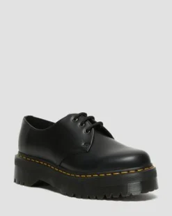 1461 Quad Smooth Leren Platform Schoenen in Zwart