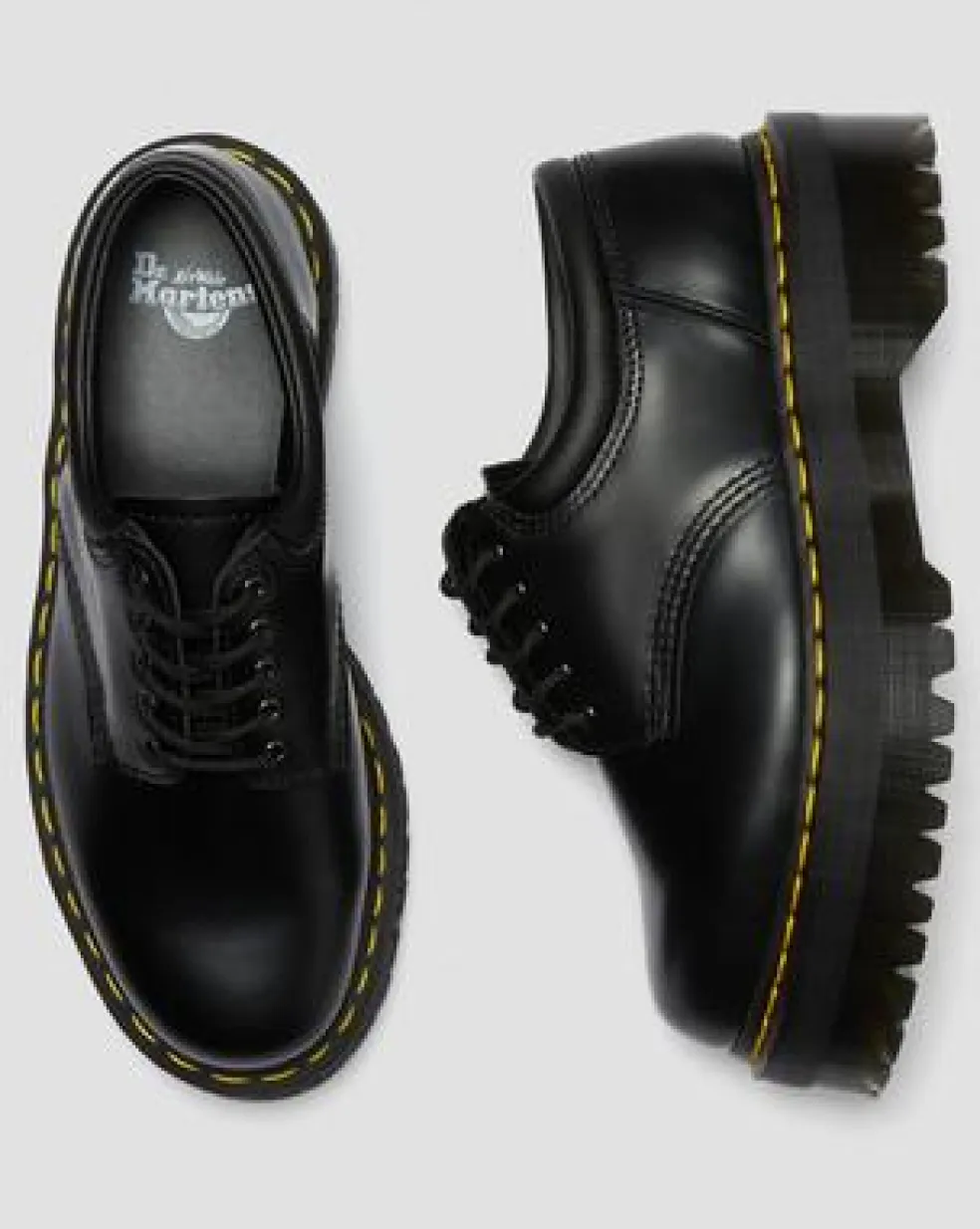 8053 Quad Smooth Leren Platform Schoenen in Zwart