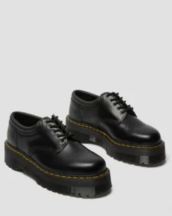8053 Quad Smooth Leren Platform Schoenen in Zwart