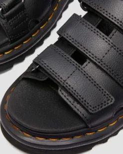 Raine Athena leren slide-sandalen in Zwart