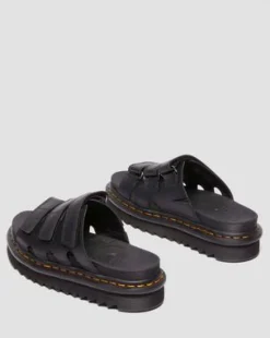 Raine Athena leren slide-sandalen in Zwart