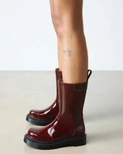 Rejena Lakleren Laarzen in Cherry Red