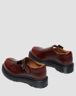 Rejena Mary Jane Leren Schoenen met Krokodilreliëf in Bruin