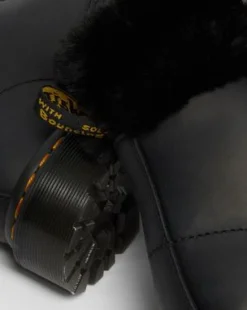 1460 Serena Collar Imitatiebont Gevoerde Enkellaarzen in Zwart