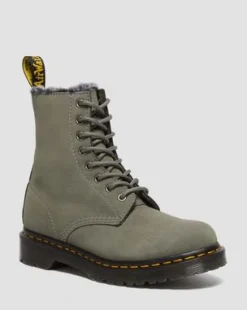 1460 Serena Imitatiebont Gevoerde Nubuck Veterlaarzen in Nickel Grey