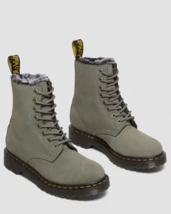 1460 Serena Imitatiebont Gevoerde Nubuck Veterlaarzen in Nickel Grey