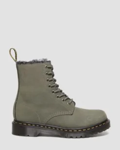 1460 Serena Imitatiebont Gevoerde Nubuck Veterlaarzen in Nickel Grey