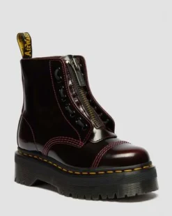Sinclair Arcadia Leren Platformlaars in Cherry Red