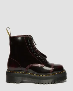 Sinclair Arcadia Leren Platformlaars in Cherry Red
