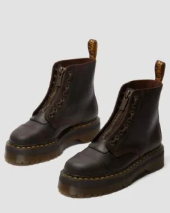Sinclair Crazy Horse leren platform laarzen in Donkerbruin