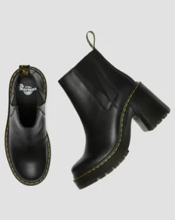 Spence Leren Chelsea Boots met Uitlopende Hak in Zwart