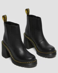Spence Leren Chelsea Boots met Uitlopende Hak in Zwart