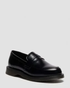 Temara Polished Smooth Leren Loafers in Zwart