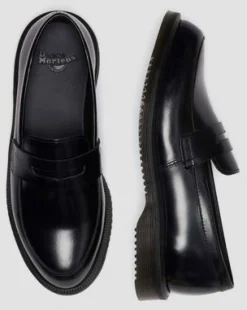 Temara Polished Smooth Leren Loafers in Zwart