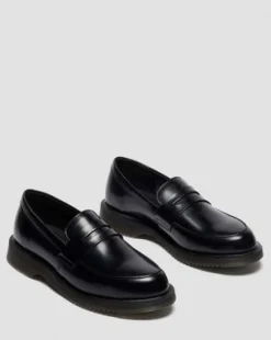Temara Polished Smooth Leren Loafers in Zwart