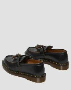 Vintage Adrian Quilon Leren Tassel Loafers in Zwart