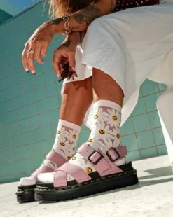 Voss II Athena leren sandalen met riem in Dusty Roze