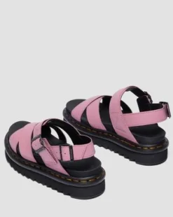 Voss II Athena leren sandalen met riem in Dusty Roze