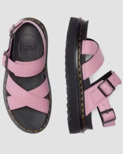 Voss II Athena leren sandalen met riem in Dusty Roze