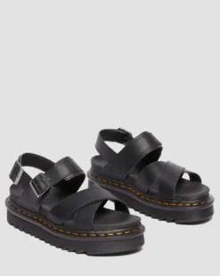 Voss II Athena leren sandalen met riem in Zwart