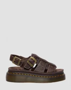 Wrenlie Grizzly Leren Fisherman Platformsandalen met Open Teen in Donkerbruin