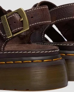 Wrenlie Grizzly Leren Fisherman Platformsandalen met Open Teen in Donkerbruin