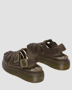 Wrenlie Leren Fisherman Sandalen in Donkerbruin