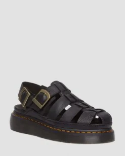 Wrenlie Leren Fisherman Sandalen in Zwart