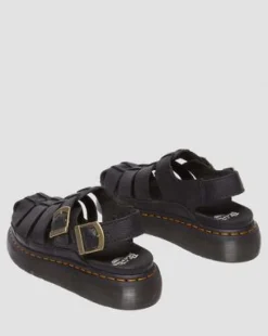 Wrenlie Leren Fisherman Sandalen in Zwart