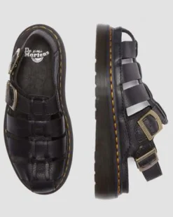 Wrenlie Leren Fisherman Sandalen in Zwart