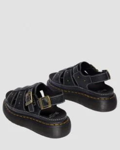 Wrenlie Nappaleren Fisherman Platformsandalen met Open Teen in Zwart