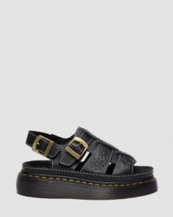 Wrenlie Nappaleren Fisherman Platformsandalen met Open Teen in Zwart