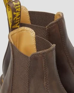 2976 Yellow Stitch Crazy Horse Leren Chelsea Boots in Donkerbruin