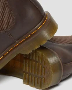 2976 Yellow Stitch Crazy Horse Leren Chelsea Boots in Donkerbruin
