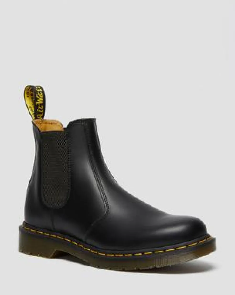 2976 Yellow Stitch Smooth Leren Chelsea Boots in Zwart