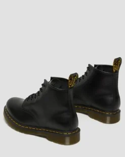 101 Yellow Stitch Smooth Leren Enkellaarzen in Zwart
