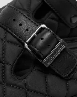 Zebzag Gewatteerde Canvas Platform Mules in Zwart
