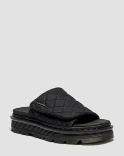 Zebzag Gewatteerde Canvas Platform Slides in Zwart