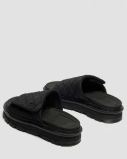Zebzag Gewatteerde Canvas Platform Slides in Zwart