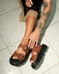 Zebzag Nubuck Platform Sandalen in Sepia Bruin