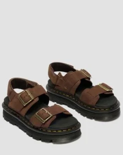 Zebzag Nubuck Platform Sandalen in Sepia Bruin