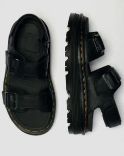 Zebzag Pisa Leren Platform Sandalen in Zwart