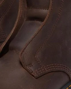Zebzag Slip-On Leren Laarzen in Donkerbruin