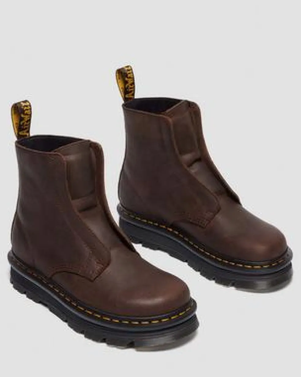 Zebzag Slip-On Leren Laarzen in Donkerbruin