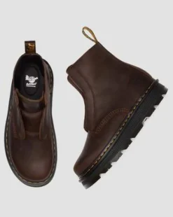 Zebzag Slip-On Leren Laarzen in Donkerbruin