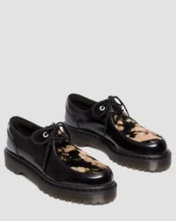 Zeffir Hair-On Leren Bex Schoenen met Drie Veterogen in Zwart