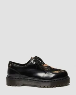 Zeffir Hair-On Leren Bex Schoenen met Drie Veterogen in Zwart