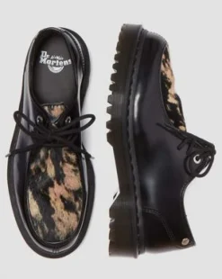 Zeffir Hair-On Leren Bex Schoenen met Drie Veterogen in Zwart